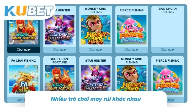 Cung cấp nhiều tựa game mang tính may rủi cao