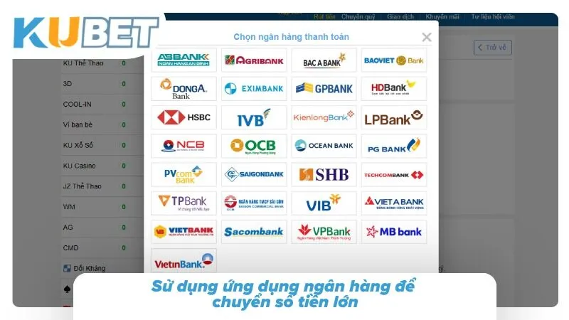 Sử dụng ứng dụng ngân hàng để chuyển số tiền lớn