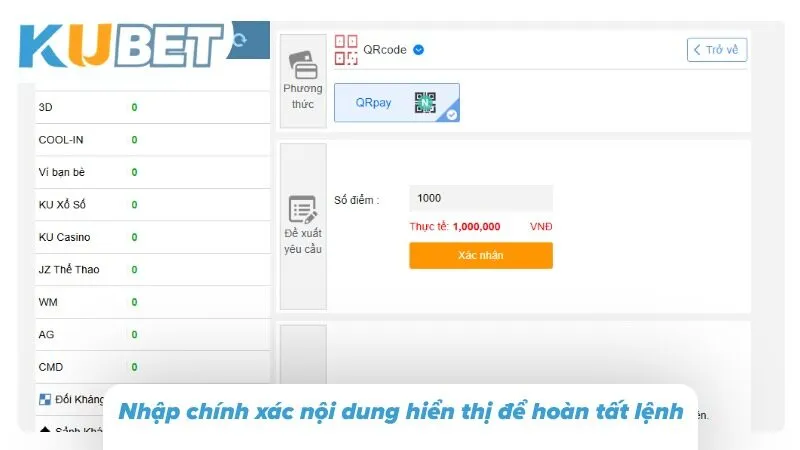 Nhập chính xác nội dung hiển thị để hoàn tất lệnh