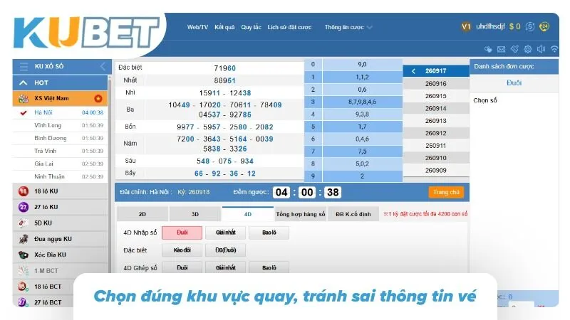 Xổ Số Miền Bắc Kubet - Hướng Dẫn Chơi Và Dự Đoán XSMB Chọn đúng khu vực quay, tránh sai thông tin vé