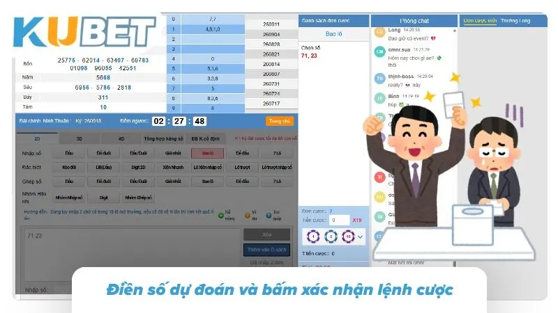 Điền số dự đoán và bấm xác nhận lệnh cược